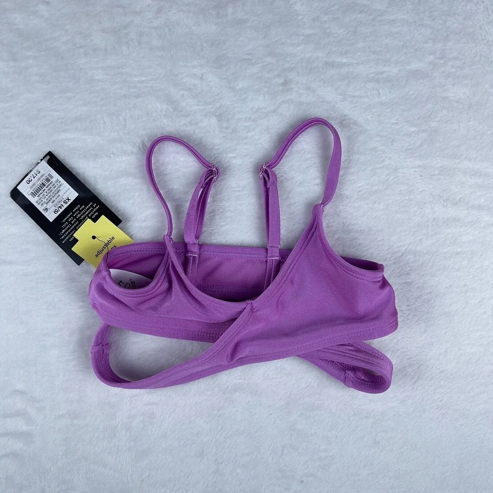 Art Class Bikini Top‎ Girls XS (4/5) Purple Solid Stretch Adjustable Strap